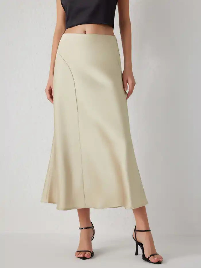 Ruffle Satin Maxi Skirt