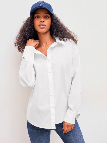 100% Cotton Collar Solid Long Sleeve Shirt