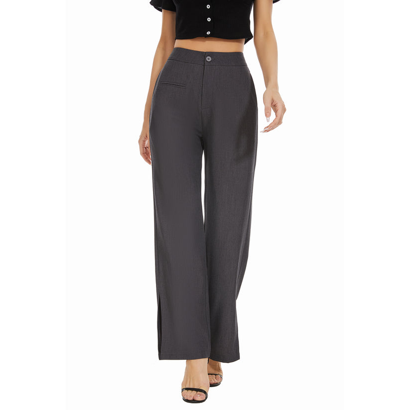 Gray Wide Leg High Waist Pants