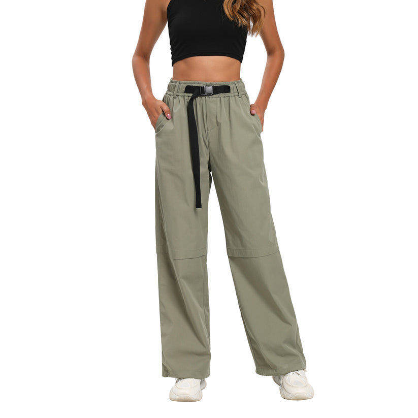 Y2K Elastic Waist Baggy Cargo Pants with Belt